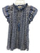 Ulla Johnson Size 0 Mixed Blues Silk Blend Metallic Thread Floral Top Mixed Blues / 0