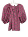Rhode Size XS Pink & Brown Cotton Abstract Tie Back Puff Sleeve Top Pink & Brown / XS