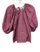 Rhode Size XS Pink & Brown Cotton Abstract Tie Back Puff Sleeve Top Pink & Brown / XS