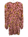 Ulla Johnson Size 0 Pink, Yellow, Brown Silk Pleated Floral Above Knee Dress Pink, Yellow, Brown / 0