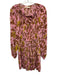 Ulla Johnson Size 0 Pink, Yellow, Brown Silk Pleated Floral Above Knee Dress Pink, Yellow, Brown / 0