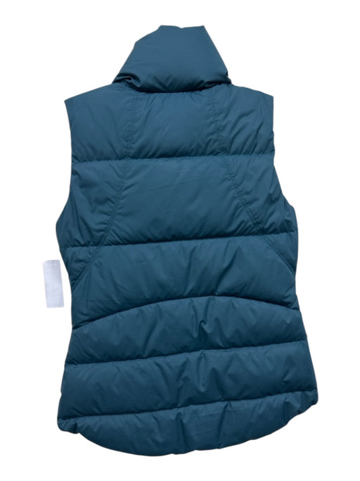 Athleta Size XS Teal Blue Polyester Down Fill Snap & Zip Mock Neck Puffer Vest Teal Blue / XS
