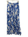Cara Cara Size XS Blue & White Cotton Floral Button Down Maxi Skirt Blue & White / XS