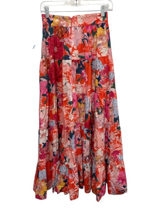 Cara Cara Size XS Orange, Pink, Multi Cotton Floral Button Down Maxi Skirt Orange, Pink, Multi / XS