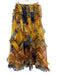 Ulla Johnson Size 2 Yellow, Blue, Brown Silk Chiffon Chevron Ruffle Midi Skirt Yellow, Blue, Brown / 2