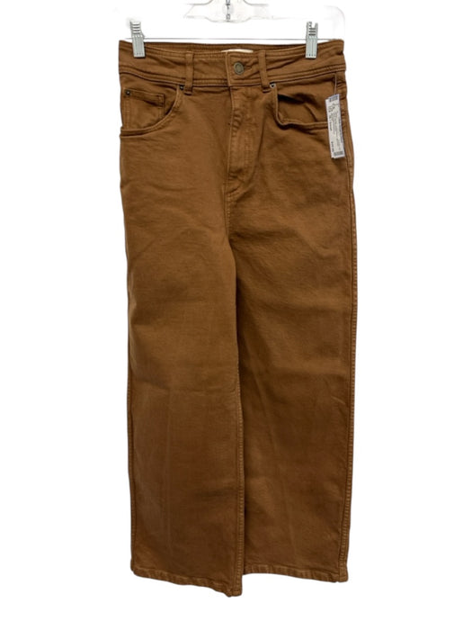 Sezane Size 36 / Small Brown Cotton Blend Mid Rise Wide Leg Jeans Brown / 36 / Small