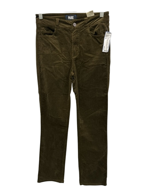 Paige Size 24 Olive Green Cotton Blend Corduroy Mid Rise Straight Leg Pants Olive Green / 24