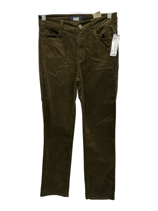 Paige Size 24 Olive Green Cotton Blend Corduroy Mid Rise Straight Leg Pants Olive Green / 24