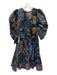 Farm Rio Size XS Blue, Red, Yellow Cotton Long puff sleeve Floral Dress Blue, Red, Yellow / XS