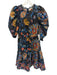 Farm Rio Size XS Blue, Red, Yellow Cotton Long puff sleeve Floral Dress Blue, Red, Yellow / XS