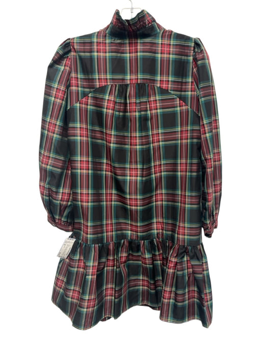 Tuckernuck Size XS Green, Red, Black Polyester Long Sleeve Plaid Gathered Dress Green, Red, Black / XS
