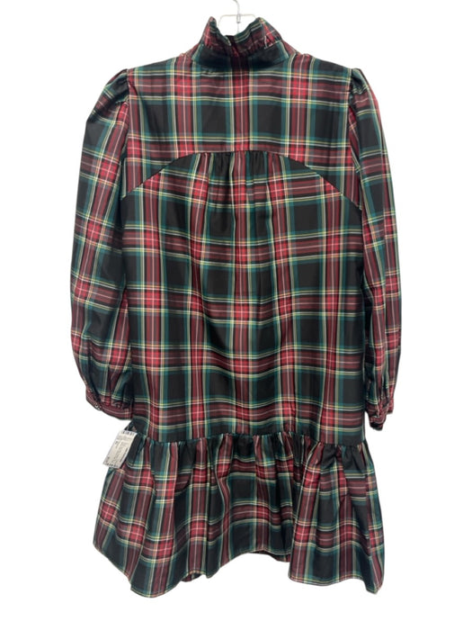 Tuckernuck Size XS Green, Red, Black Polyester Long Sleeve Plaid Gathered Dress Green, Red, Black / XS