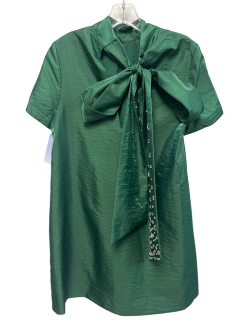 Hyacinth House Size XS Green Polyester Blend Short Sleeve Crystals Pleated Dress Green / XS