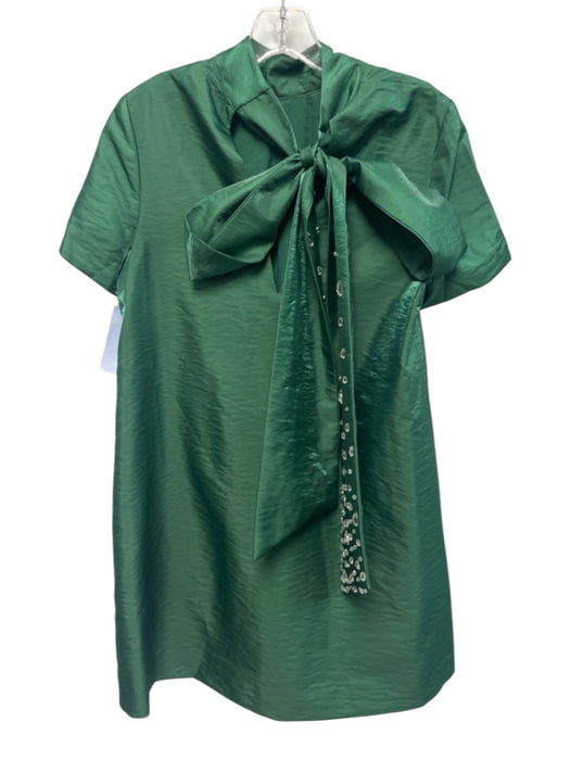 Hyacinth House Size XS Green Polyester Blend Short Sleeve Crystals Pleated Dress Green / XS