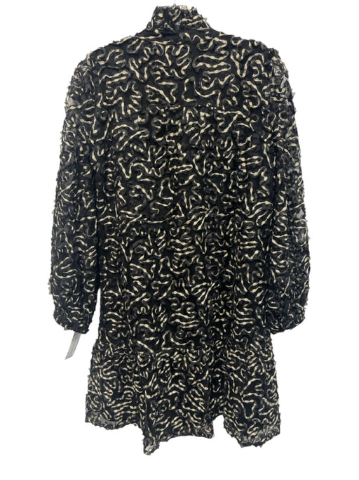 Tuckernuck Size XS Black & Gold Polyester Long puff sleeve Abstract Print Dress Black & Gold / XS