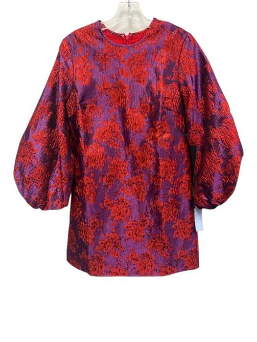 Hyacinth House Size XS Red & Purple Polyester Blend Long puff sleeve Dress Red & Purple / XS