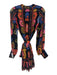 Farm Rio Size XS Black, Pink, Blue Viscose Long Sleeve Floral Button Front Dress Black, Pink, Blue / XS