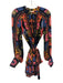 Farm Rio Size XS Black, Pink, Blue Viscose Long Sleeve Floral Button Front Dress Black, Pink, Blue / XS