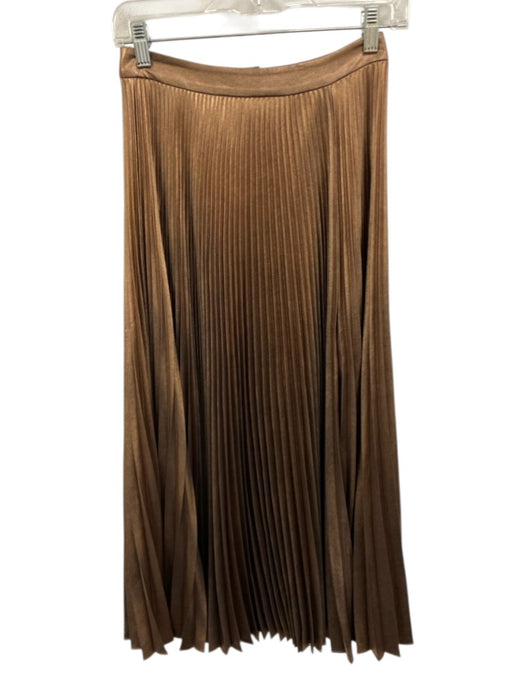 A.L.C. Size 0 Bronze Polyester Pleated Side Slit Maxi Skirt Bronze / 0