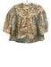 Ulla Johnson Size 0 Blue, Brown, Cream Cotton Half Sleeve Floral Half Zip Top Blue, Brown, Cream / 0
