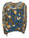 Ulla Johnson Size 0 Blue, Brown, Cream Cotton Blend Long puff sleeve Floral Top Blue, Brown, Cream / 0