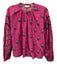 Rhode Size XS Hot Pink & Navy Cotton Blend Long puff sleeve Floral Top Hot Pink & Navy / XS