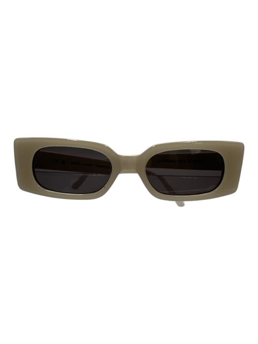 Lu Goldie Pearl White Acetate Tinted Lens Shimmer oval Rectangle Sunglasses Pearl White