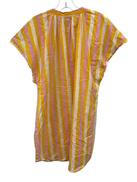 Sunshine Tienda Size XS Yellow, Pink & White Cotton Striped Cap Sleeve Dress Yellow, Pink & White / XS