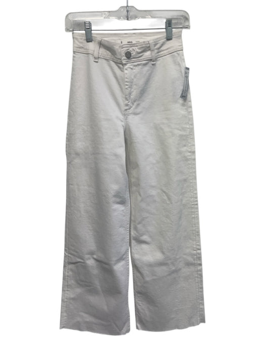 MNG Size 2 White Cotton Blend Denim High Waist Button & Zip Fly Wide Leg Jeans White / 2