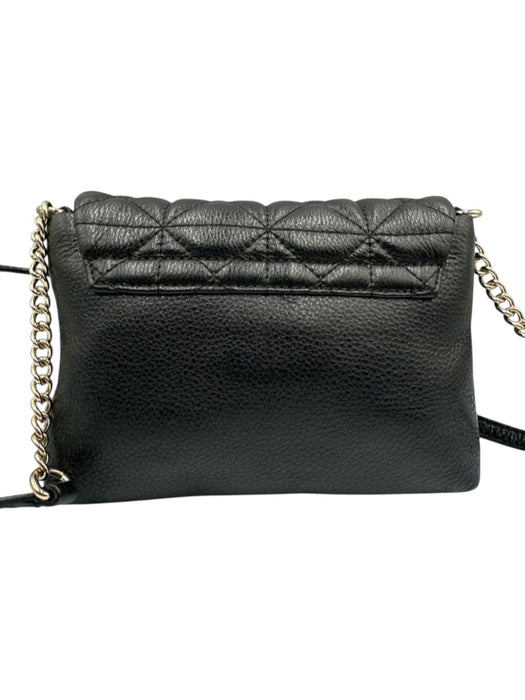 Kate Spade Black & Gold Tone Leather Quilted Flap Top Turnlock Crossbody Bag Black & Gold Tone