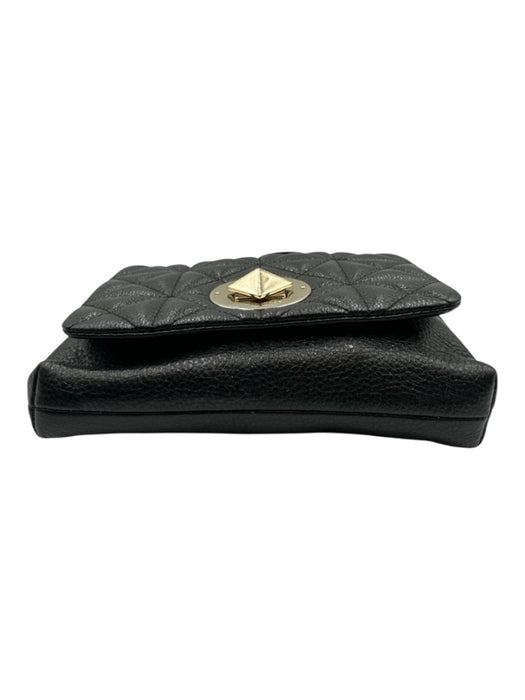 Kate Spade Black & Gold Tone Leather Quilted Flap Top Turnlock Crossbody Bag Black & Gold Tone