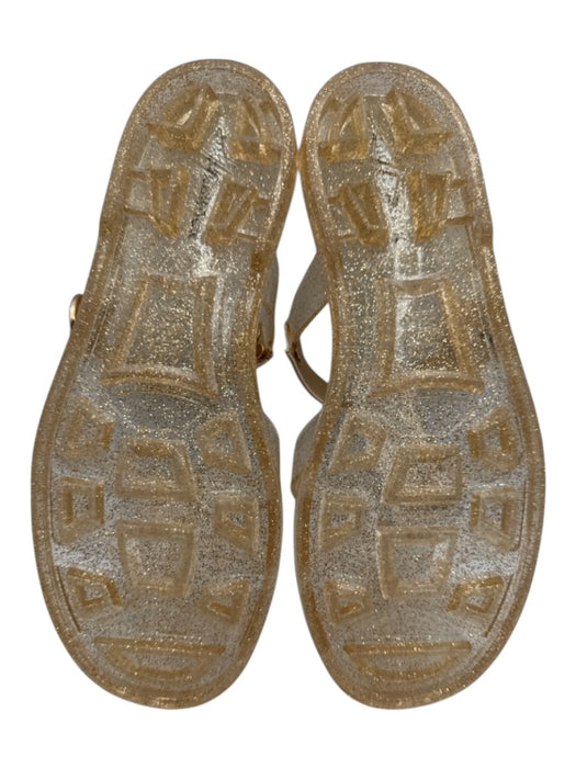 Tuckernuck Shoe Size 6/7 Gold Tone Synthetic Upper Jelly Glitter Mule Sandals Gold Tone / 6/7
