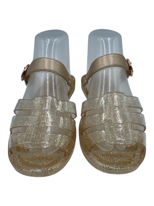 Tuckernuck Shoe Size 6/7 Gold Tone Synthetic Upper Jelly Glitter Mule Sandals Gold Tone / 6/7