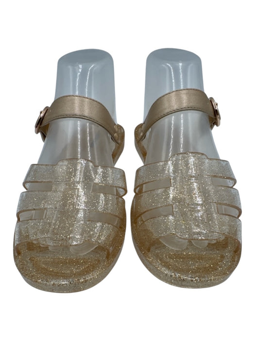 Tuckernuck Shoe Size 6/7 Gold Tone Synthetic Upper Jelly Glitter Mule Sandals Gold Tone / 6/7
