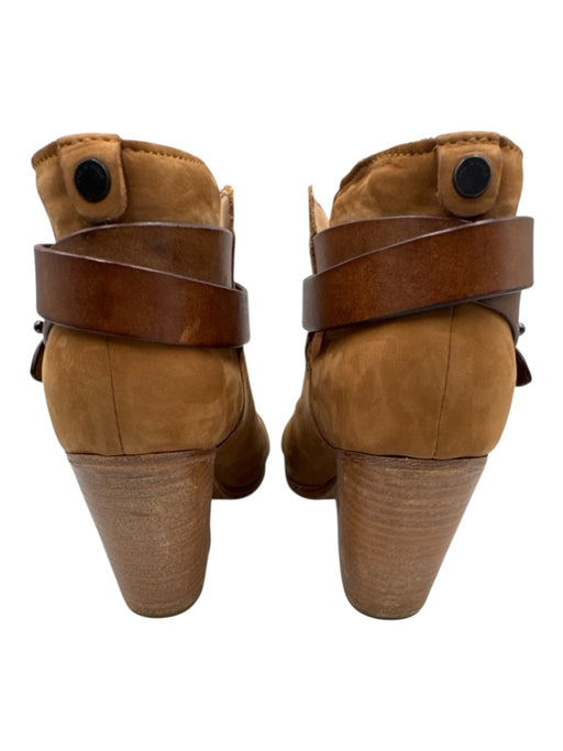 Rag & Bone Shoe Size 7 Tan Brown Leather Upper Strap Detail Stacked Heel Boots Tan Brown / 7