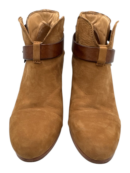 Rag & Bone Shoe Size 7 Tan Brown Leather Upper Strap Detail Stacked Heel Boots Tan Brown / 7