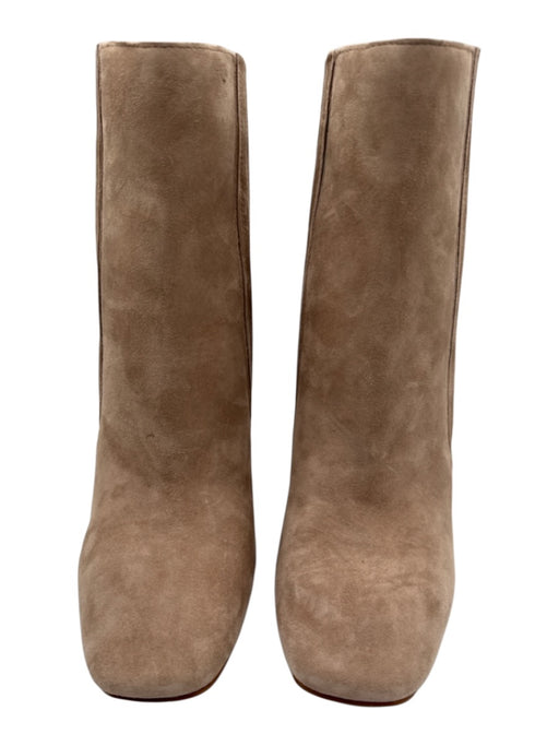 Vince Camuto Shoe Size 7 Taupe Beige Leather Upper Suede Elastic Sides Boots Taupe Beige / 7
