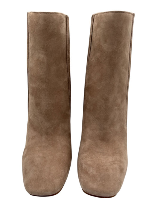 Vince Camuto Shoe Size 7 Taupe Beige Leather Upper Suede Elastic Sides Boots Taupe Beige / 7