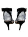 Loeffler Randall Shoe Size 7 Black Leather Upper Suede Wavy Ankle Buckle Sandals Black / 7
