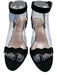 Loeffler Randall Shoe Size 7 Black Leather Upper Suede Wavy Ankle Buckle Sandals Black / 7