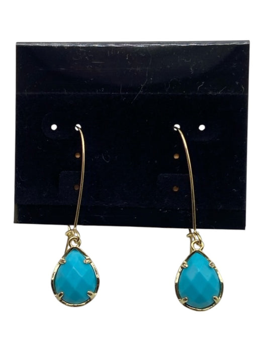 Kendra Scott Blue & Gold Faceted Bead Tear Drop Fish Hook Earrings Blue & Gold