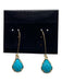 Kendra Scott Blue & Gold Faceted Bead Tear Drop Fish Hook Earrings Blue & Gold