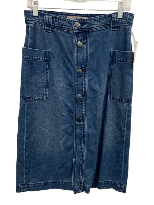 Joe's Size 26 Medium Wash Cotton Denim High Rise Patch Pocket Midi Skirt Medium Wash / 26