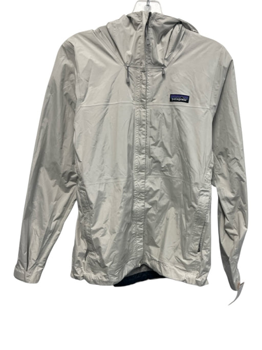 Patagonia Size S Light Gray Nylon Zip Front Hooded Rain Vent Detail Jacket Light Gray / S