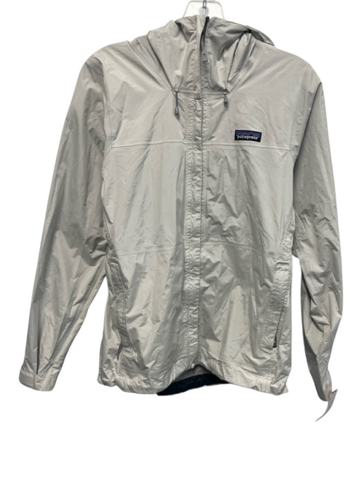 Patagonia Size S Light Gray Nylon Zip Front Hooded Rain Vent Detail Jacket Light Gray / S