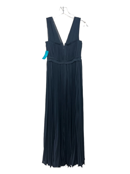 Rebecca Taylor Size 0 Navy Polyester Pleated Sleeveless V Neck Maxi Dress Navy / 0