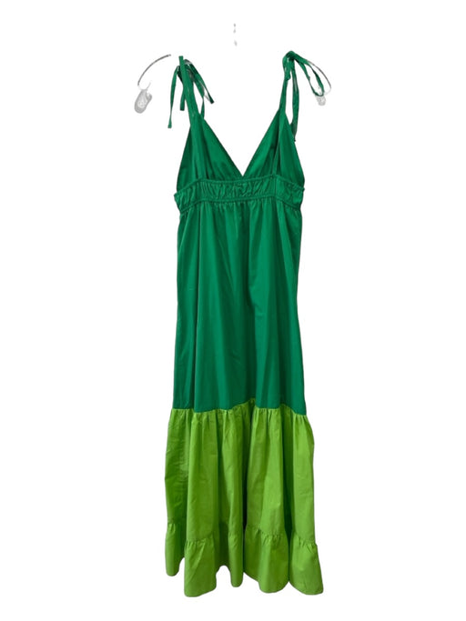 Aqua Size M Green Polyester Blend Spaghetti Strap V Neck Colorblock Tiered Dress Green / M