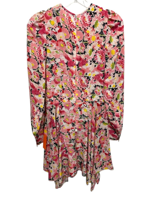 Stella McCartney Size 38 Pink & Black Silk Floral Scribble keyhole front Dress Pink & Black / 38