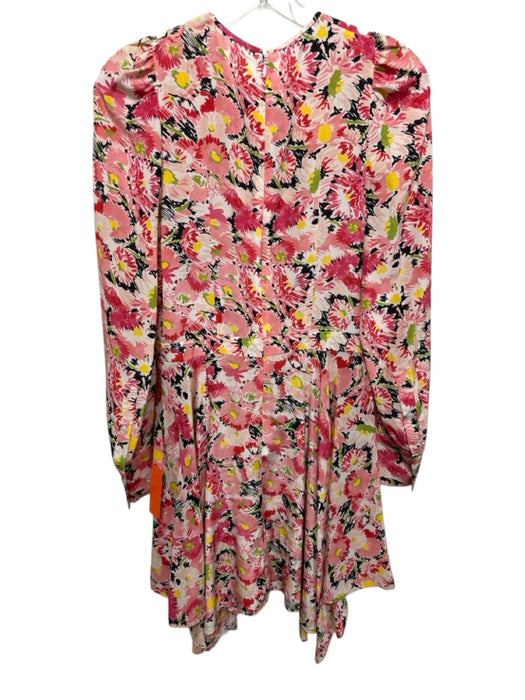 Stella McCartney Size 38 Pink & Black Silk Floral Scribble keyhole front Dress Pink & Black / 38