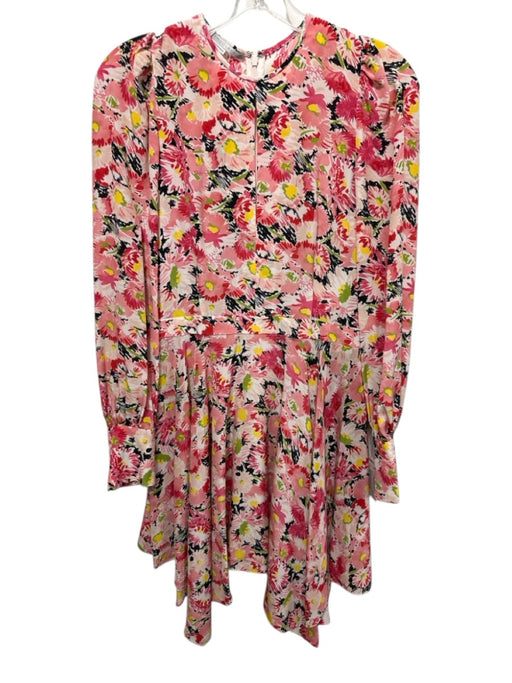 Stella McCartney Size 38 Pink & Black Silk Floral Scribble keyhole front Dress Pink & Black / 38